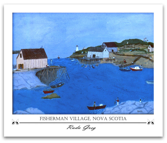 For your Home or Office, Art Print of Original Painting, Fisherman Village, Nova Scotia, Decorative Prints Collection, Rada Greg.