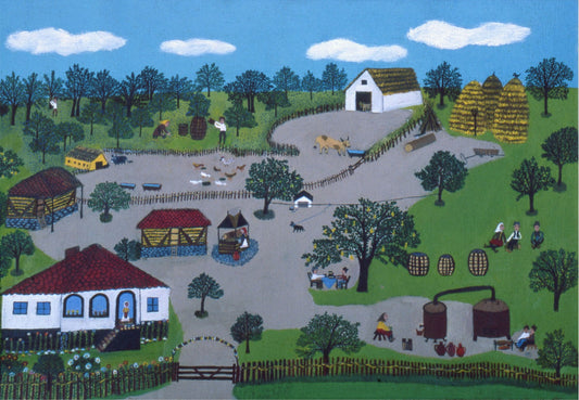 For your Home or Office, Art Print of Original Painting, Farm in Yugoslavia, from Original Prints Collection, Rada Greg.