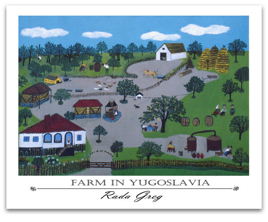 For your Home or Office, Art Print of Original Painting, Farm in Yugoslavia, Decorative Prints Collection, Rada Greg.