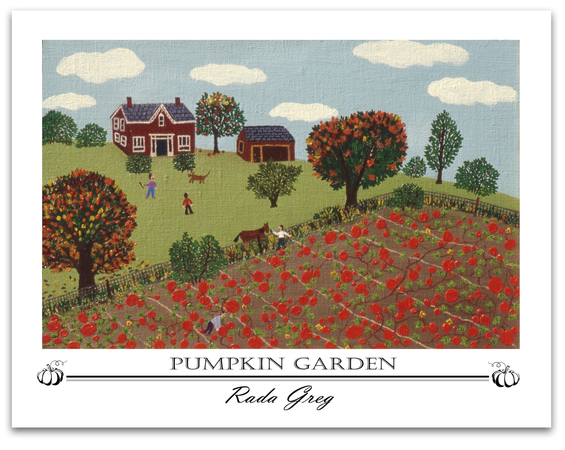 For your Home or Office, Art Print of Original Painting, Pumpkin Garden, Decorative Prints Collection, Rada Greg